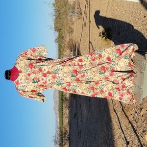 Eddie Bauer 100% Cotton Flower Print Maxi? Ankle Length Dress with Pockets sz M